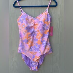 Ninety One Piece Purple and Orange Swimsuit Vibrant Design